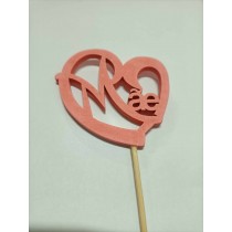 Topper MDF Coração Rosa Mae