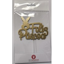 Topper Feliz Páscoa Ouro