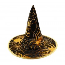 Chapéu Bruxa Aranhas Douradas