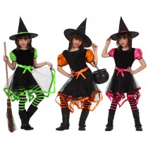 Disfarce Halloween Bruxa colorida 3-4 anos