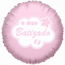 Balão Foil Batizado rosa