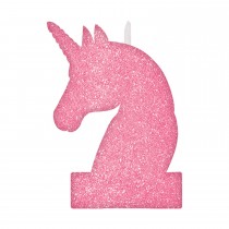 Vela Unicornio Rosa Glitter