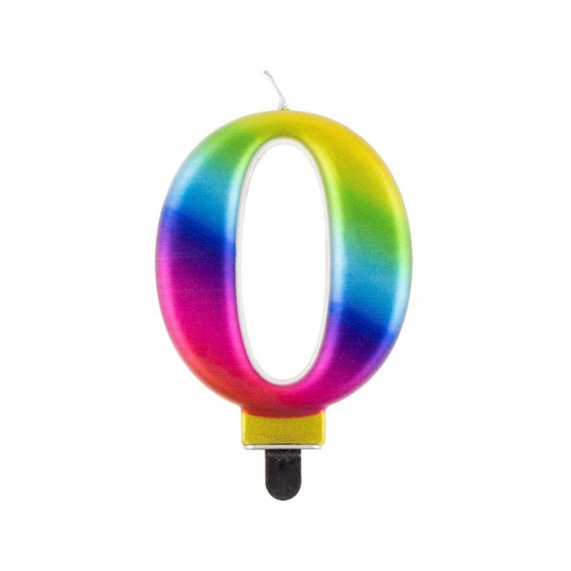 Vela Metalizada Arco Iris 8cm Numero