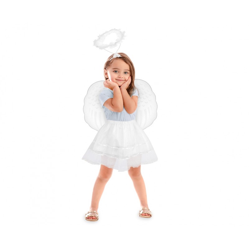 Asas de Anjo Brancas C/ saia e Aureola