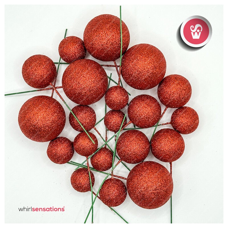 WS Bolas Decorativas Glitter Vermelho 20pcs