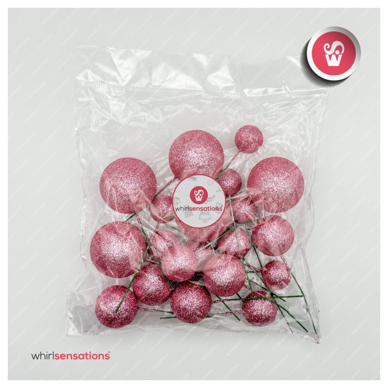 WS Bolas Decorativas Glitter Rosa Fushia 20pcs