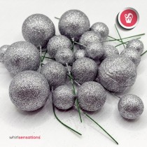 WS Bolas Decorativas Glitter Prata 20pcs