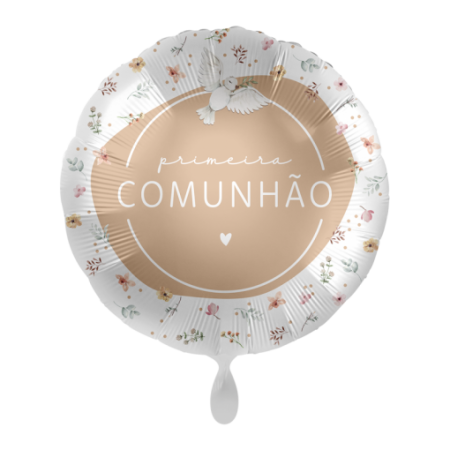 Balão Comunhão Foil Flores/Pomba