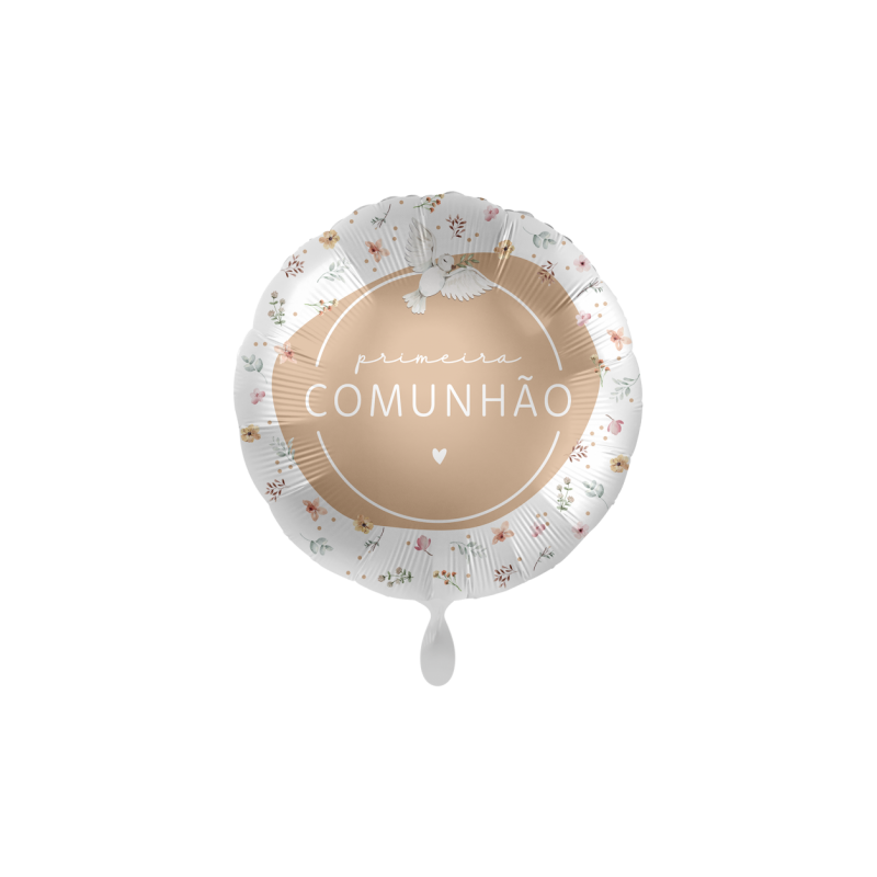 Balão Comunhão Foil Flores/Pomba