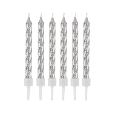 Velas Espiral Prata 3 cm 12 unid