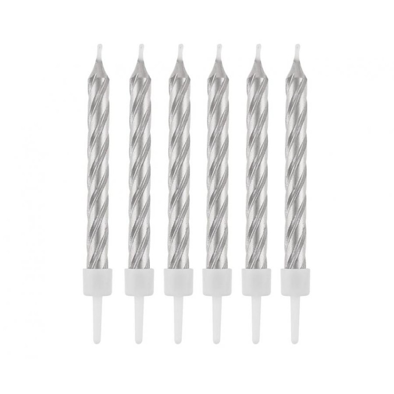 Velas Espiral Prata 3 cm 12 unid