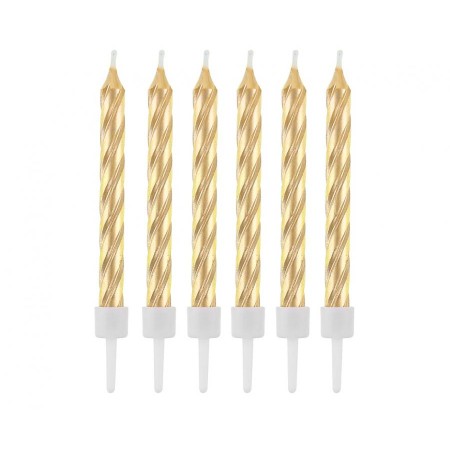 Velas Espiral Dourada 3 cm 12 unid