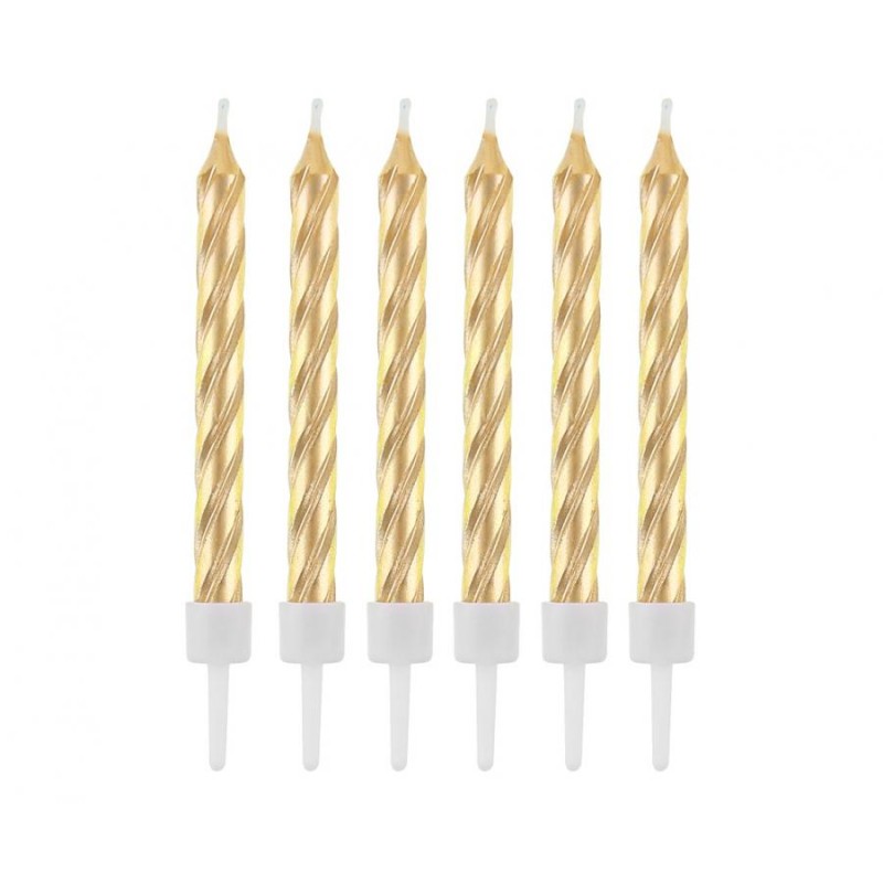 Velas Espiral Dourada 3 cm 12 unid